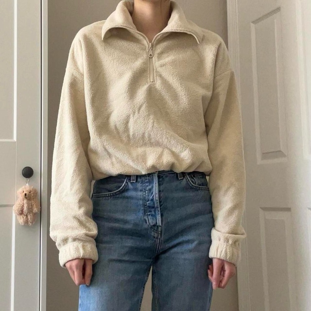 Urban Outfitters cream half-zipped sweatshirt